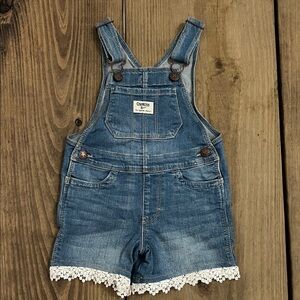 OshKosh B'gosh Denim Overalls with Lace Trim